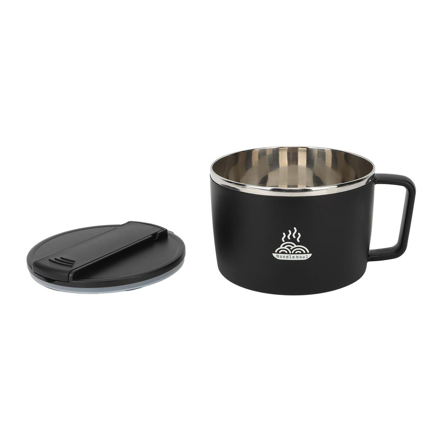 TOMTOP JMS Nudelschüssel aus 304 Edelstahl mit Stäbchen und Spork in Schwarz, 1200 ml - Bild 4
