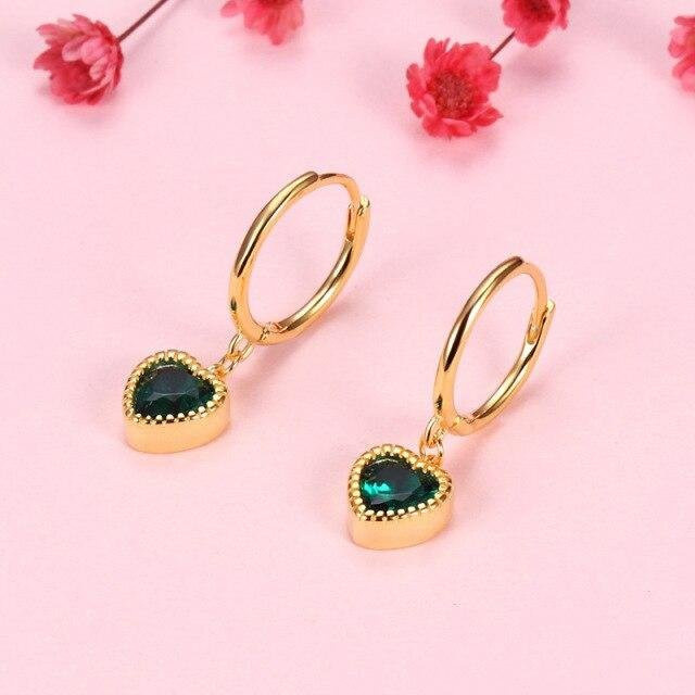 Ohrringe 925 Silber, Gold, Zirkonia, Smaragd, Damen - Bild 1