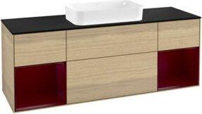 V&B Waschtischunterschrank Finion mit Wandbeleuchtung, Farbe Beige, Eiche lackiert, Breite: 160 cm - Bild 1