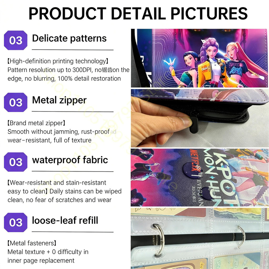 Yiran Kpop Dämonenjäger Kartenhalter Ordner für Anime Karten und Alben, Multicolour, 400 Kartenkapazität - Bild 2