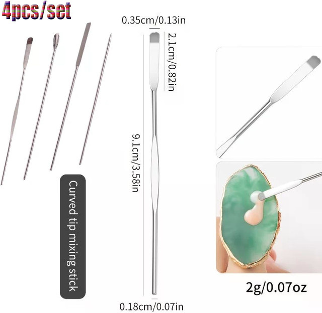 KuZHEN Rührstäbe aus Edelstahl, 4 Stück, Nail Art Werkzeug - Bild 1
