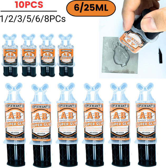 FIXWANT Epoxidharz AB Kleber transparent, wasserdichter Instant-Klebstoff für Holz, Kunststoff und Metall, 6/25 ml - Bild 1