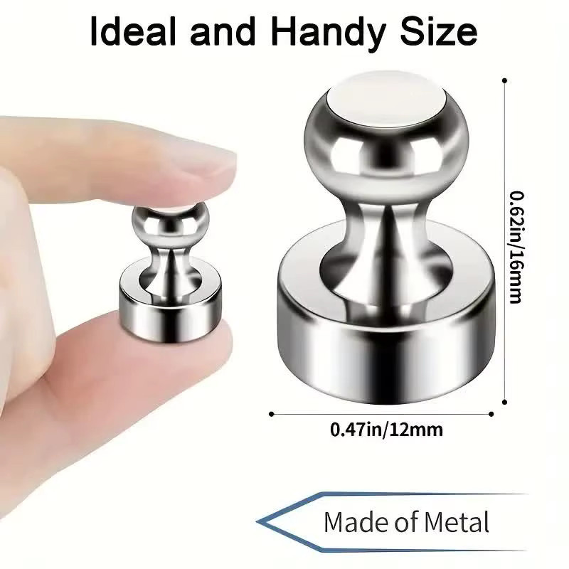 Starke Neodym-Magnete in Silber für Whiteboard und Kühlschrank mit Push-Pin-Design für Büro und Schule - Bild 2