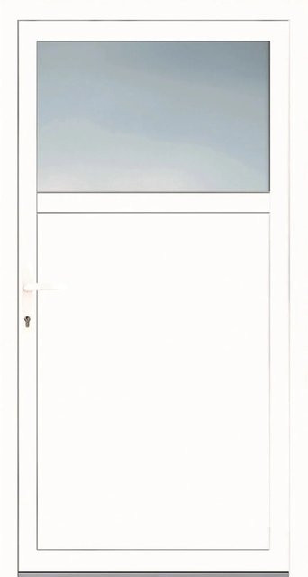 Premium Kunststoff-Nebeneingangstür SMK 510 PANTO Weiß mit Glaseinsatz, B/H: 98 x 198 cm, DIN L - Bild 1