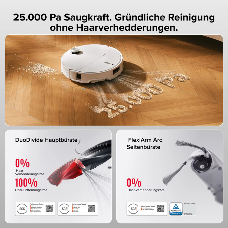 Roborock Qrevo Curv 2 Pro Roboterstaubsauger und -wischer mit Station 3.0, Weiß, 25000 Pa, Heißwasserwischfunktion und Anti-Wicklungs-Vorrichtung - Bild 2