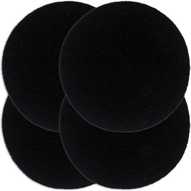 Yiwydaa Platzsets 4er Set aus Baumwolle, rund, Schwarz, Durchmesser: 38 cm - Bild 1