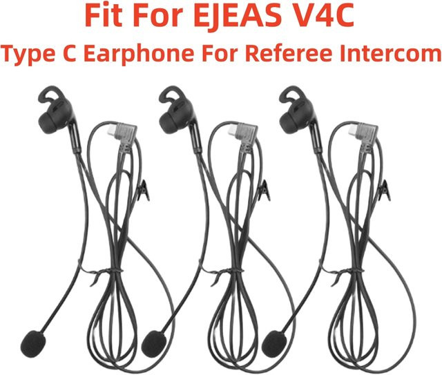 ejeas In-Ear-Kopfhörer für Fußball-Schiedsrichter mit USB-C-Anschluss, Schwarz - Bild 1