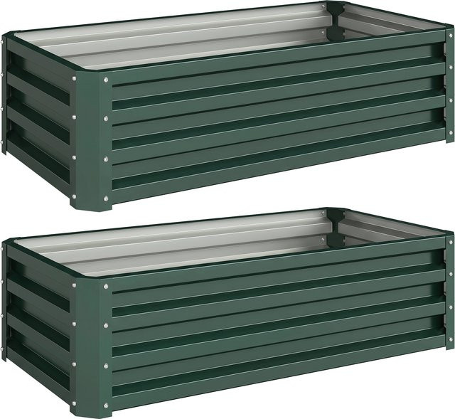 Outsunny 2er-Set Hochbeet aus verzinktem Stahl für Garten und Terrasse, B/T/H: 110 x 50 x 30 cm - Bild 1