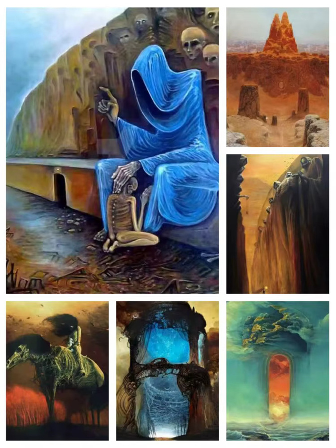 Potdemiel Z-Zdzislaw B-Beksinski Art 5D DIY Vollrundes Diamantgemälde in Multicolour, Durchmesser: 30 cm oder 40 cm - Bild 3