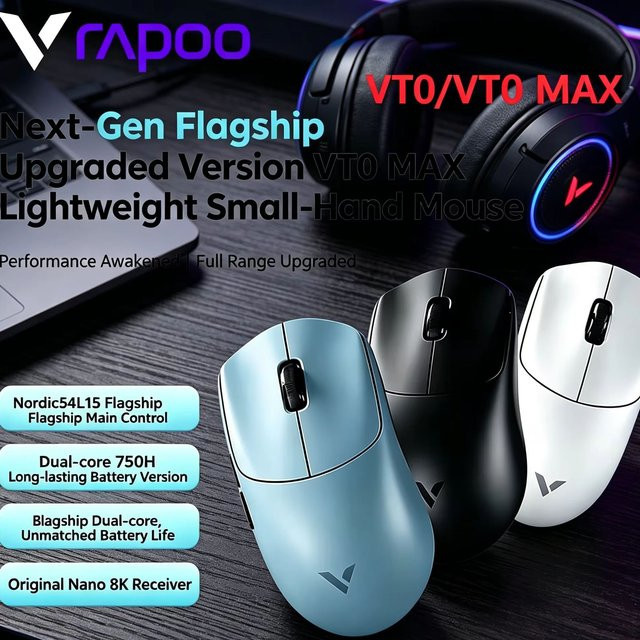 Rapoo VT0 Max Kabellose Gaming-Maus in Blau mit PAW3950 Sensor und 45000 DPI sowie 8KHz Polling Rate - Bild 1
