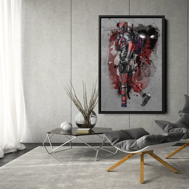 KAYOU Deadpool Poster Marvel Comics Gerahmte Wandkunst als Leinwanddruck in Rot - Bild 1