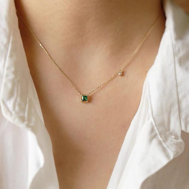 Lucky Star Jewelry Halskette, 925 Silber, Smaragd, Zirkonia, Damen - Bild 1