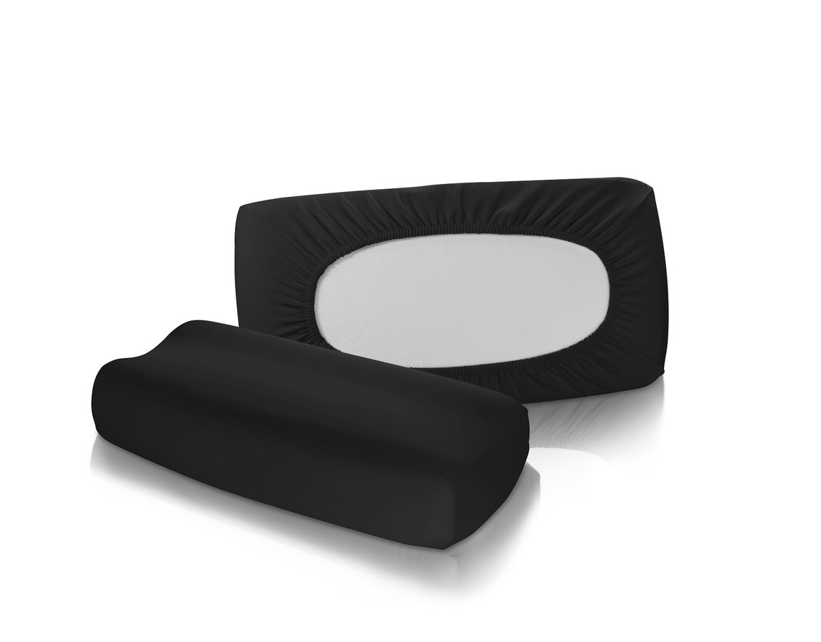 2er-Set Fleuresse Jersey Spannbezüge für Nackenstützkissen Vital Comfort S-1117 941, Schwarz - Bild 1