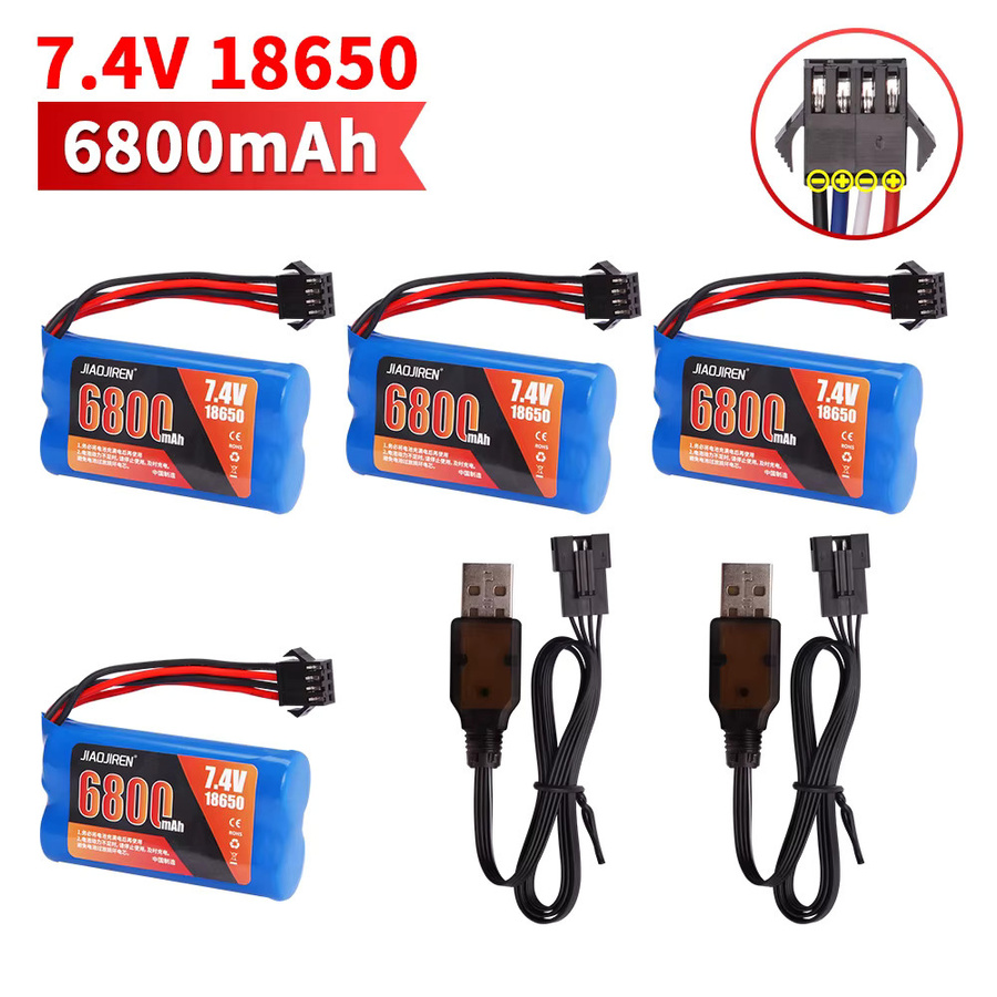 Jiaojiren 2S Li-Ion Akku 7,4 V 6800 mAh mit SM-4P Stecker in Blau für RC Spielzeugautos, Boote und Kugelpistolen - Bild 3