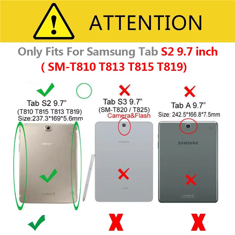 Samsung Galaxy Tab S2 9,7 Zoll Hülle SM-T810 T813 T815 T819 Trifold Magnetische Hartständerhülle in Schwarz oder Blau - Bild 5