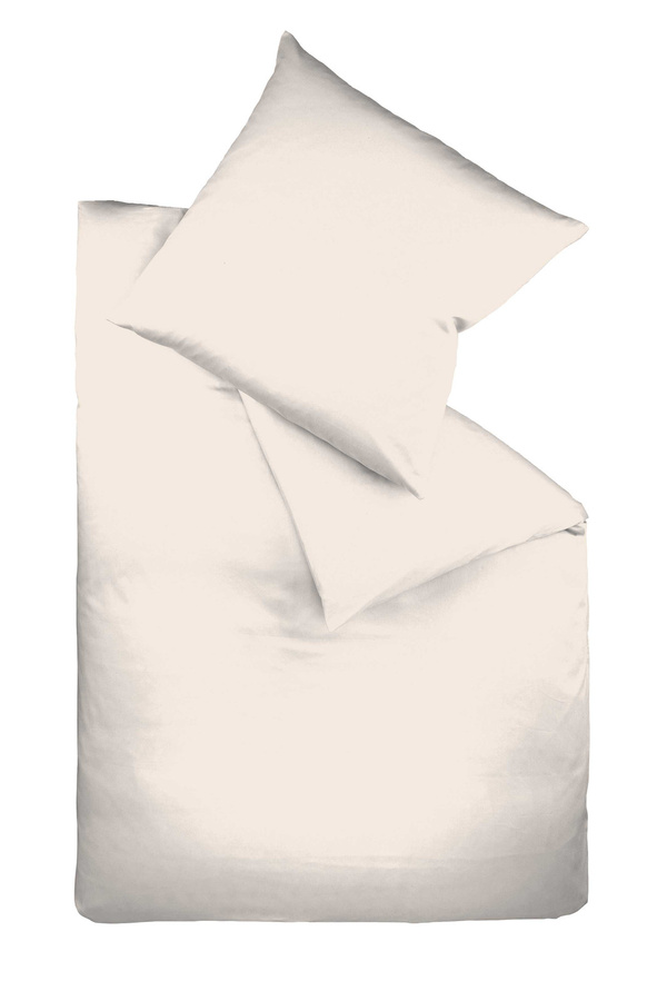 Fleuresse Bettwäsche aus Mako-Satin aus Baumwolle mit Reißverschluss, Beige und Weiß, B/H: 155 x 220 cm - Bild 1