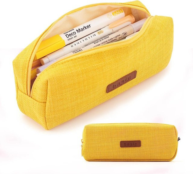 Yiran Furniture Canvas-Federmäppchen als Organizer für Schreibwaren und Kosmetik, Gelb, Breite: 22,0 cm, Tiefe: 6,5 cm, Höhe: 22,0 cm - Bild 1