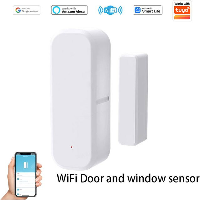 Tuya WiFi 3.0 Tür- und Fenstersensor in Weiß für intelligenten Sicherheitsalarm und Diebstahlschutz mit App-Steuerung - Bild 1