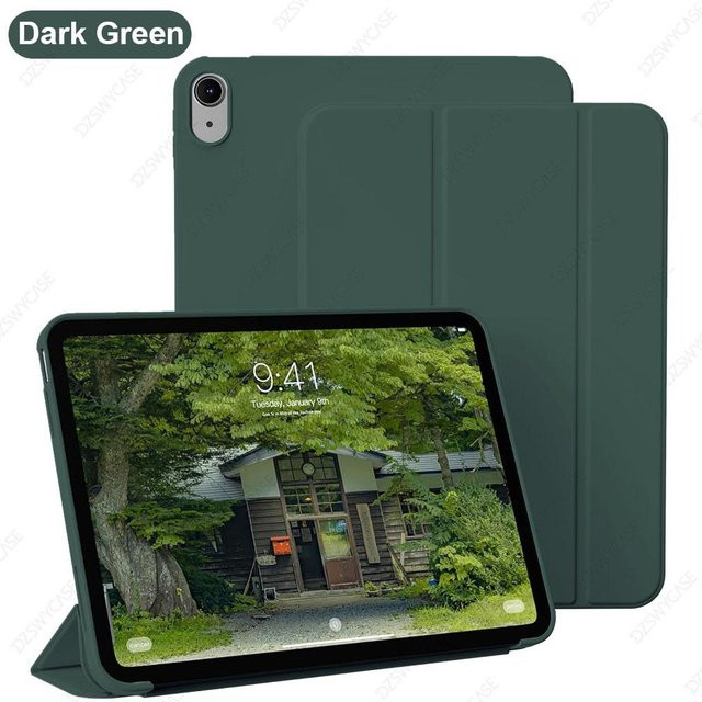 iPad Hülle für 11 Zoll 11. Generation (A16) und 10,9 Zoll 10. Generation mit Dreifach-Ständer und weicher TPU-Rückseite in Grün - Bild 1