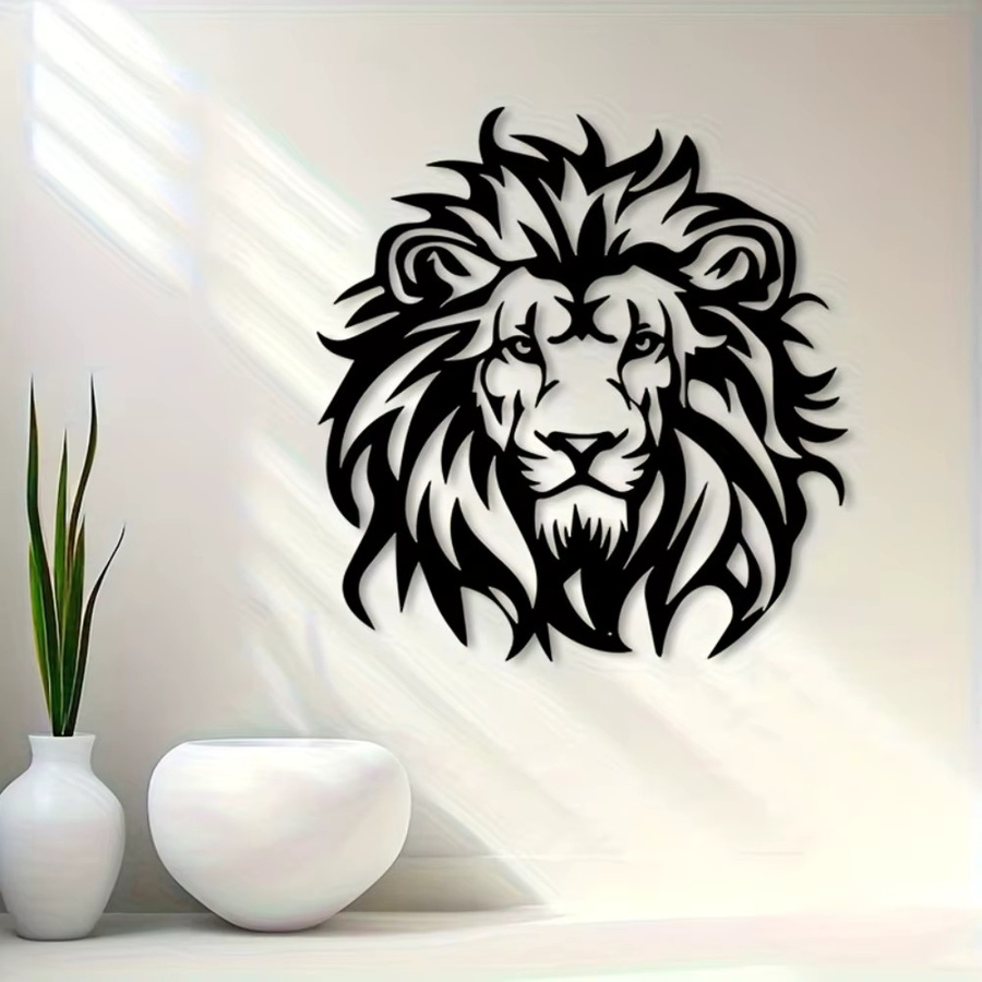 CIFBUY Vintage Löwenkopf Wandkunst aus Metall in Schwarz, B/H: 30,48 x 30,48 cm - Bild 4