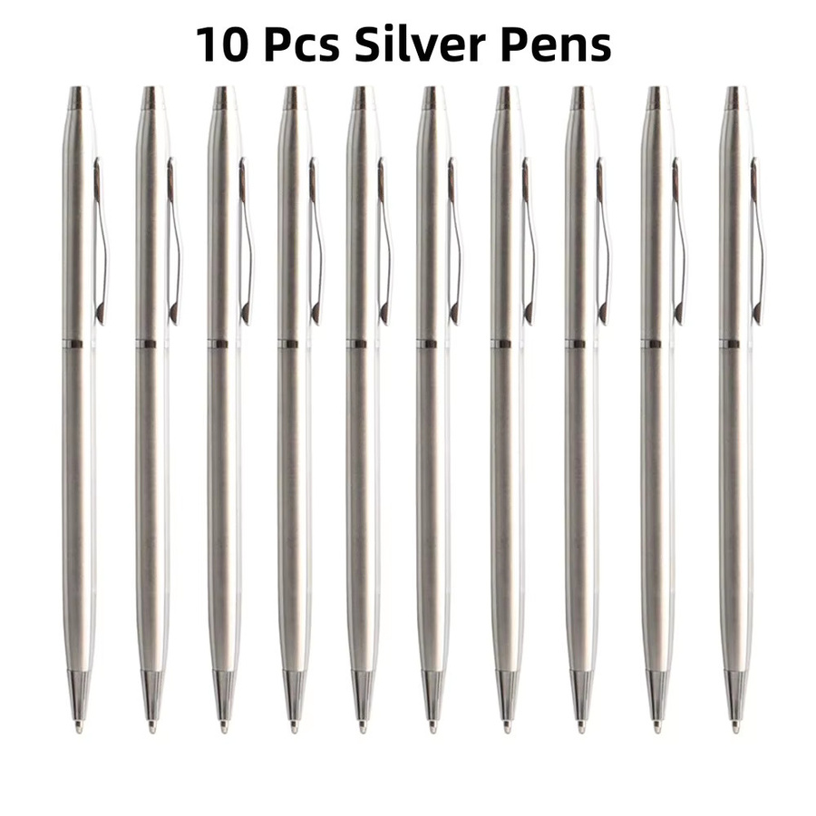 Genkky Kugelschreiber Set aus Metall mit 0,7 mm Spitze, 10 Stück in Blau, Schwarz, Silber und Gold - Bild 3