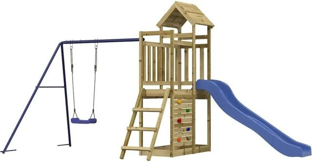 vidaXL Spielturm aus imprägniertem Kiefernholz in Blau - Bild 1