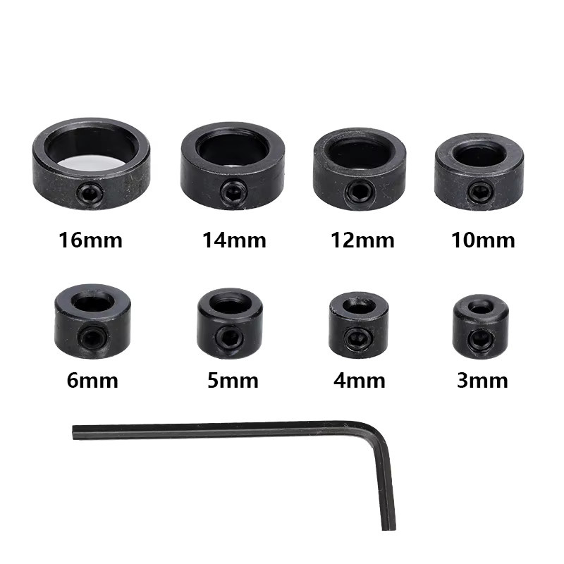 XCAN 8 Stück Holzbearbeitungs-Bohrer-Locator Set mit Ringpositionierer und Sechskantschlüssel für Schafttiefen von 3–16 mm - Bild 5