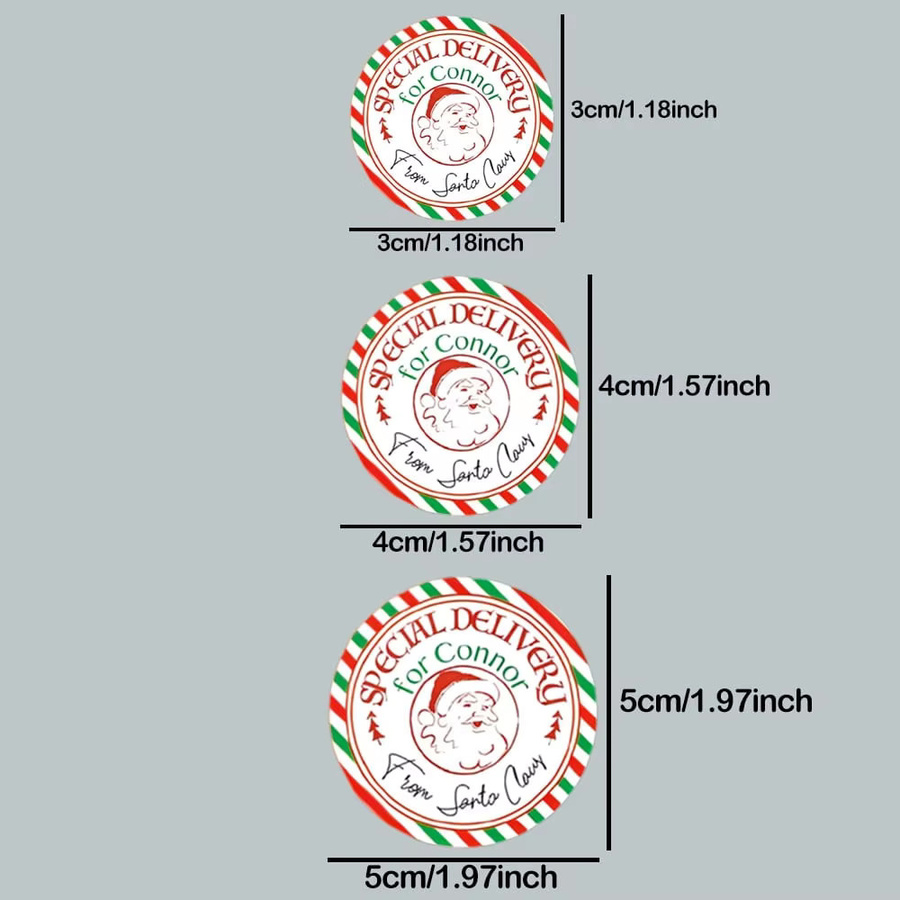 Personalisierte Weihnachtsmann-Geschenkaufkleber in Mehrfarbig, individuelle runde Weihnachtsgeschenketiketten aus Papier für Kinder, Durchmesser: 3 bis 8 cm - Bild 2