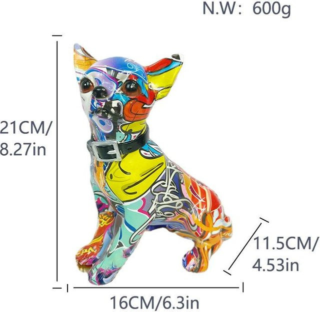 Yiran Furniture Deko-Figur Sitzender Hund in Mehrfarbig als Tischdekoration für Wohnzimmer und Büro - Bild 1
