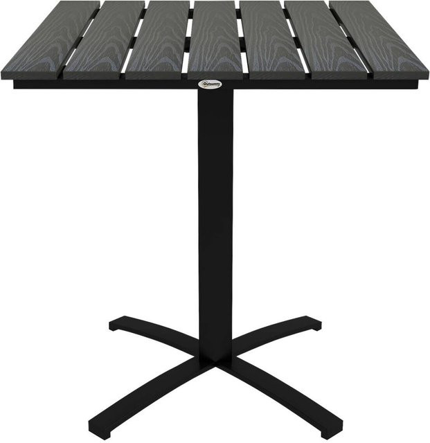 Outsunny Gartentisch aus Holz in Grau für Garten und Terrasse, B/T/H: 70 x 70 x 76 cm - Bild 1