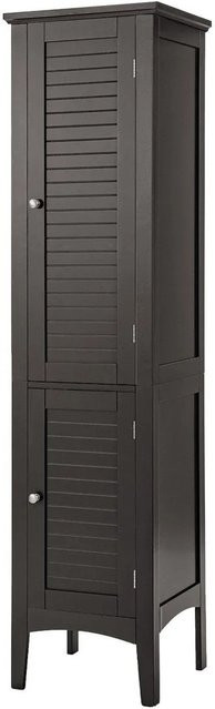 Costway Badezimmer-Hochschrank in Braun mit 5 Fächern und Türen, B/T/H: 37 x 37 x 160 cm - Bild 1