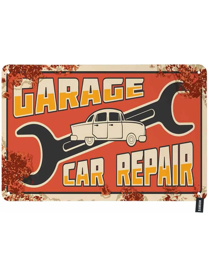 HOSNYE Vintage Metallschild Garage Auto Reparatur Wandkunst Dekor B/H: 30,0 x 20,0 cm - Bild 2