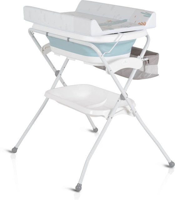 Cangaroo 2 in 1 Babywanne und Wickeltisch Como faltbar mit Wickelauflage und Zubehörfach in Blau - Bild 1