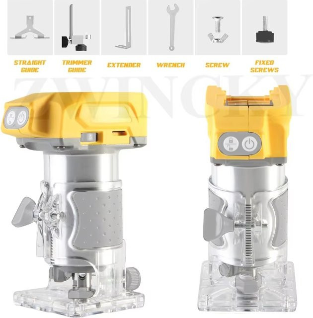 DeWalt Bürstenloser elektrischer Trimmer als Holzbearbeitungs-Fräsmaschine für 18V Akku zum Fräsen, Gravieren und Schlitzen - Bild 1