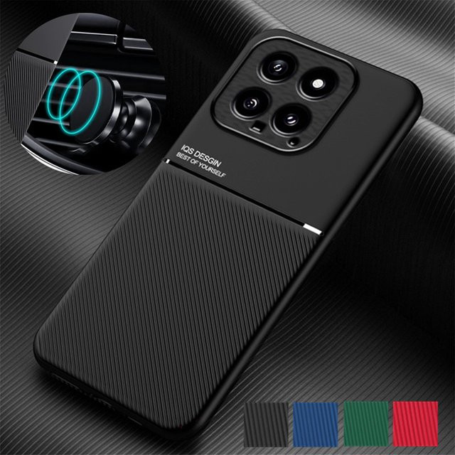 Luxuriöse weiche Leder-Handyhülle für Xiaomi in Schwarz mit magnetischer Autohalterung - Bild 1