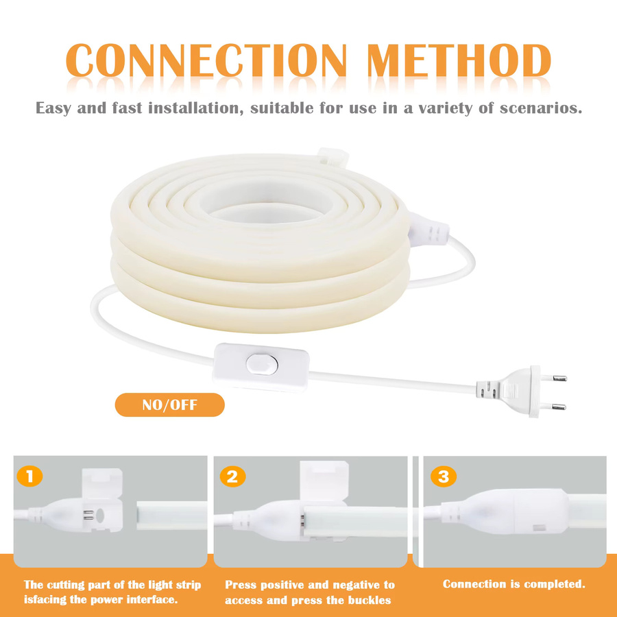 HEGEHE COB LED Streifen mit EIN/AUS-Schalter, weiß, IP65 wasserdicht, flexibles LED-Neonlicht für deine Heimdekoration - Bild 2