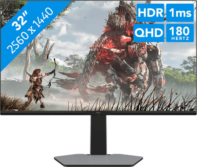 TCL G64 32G64 Gaming Monitor mit 32 Zoll, QHD 1440p Auflösung und 180 Hz, Schwarz oder Weiß - Bild 1