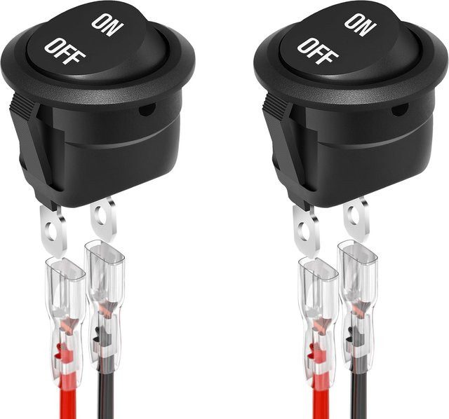 5er Set AOKIN Runde Rocker Schalter KCD1 SPST EIN/AUS Mini Kippschalter 2-Pin Schwarz für Auto und RV, 12V-120V, Durchmesser: 20 mm - Bild 1