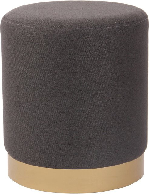TPFLiving Sitzhocker Nanay Stoff in Grau mit Gold-Elementen, B/T/H: 36 x 36 x 43 cm - Bild 1