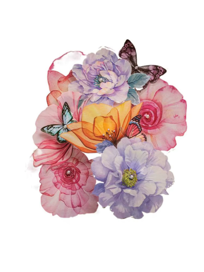 10 Blatt Retro-Blumen-Aufkleber Set mit Vintage-Blütendesigns in Multicolour für dein Tagebuch-DIY - Bild 2