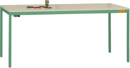 Manuflex LD1908.6011 UNIDESK ESD-Arbeitstisch mit Melaminplatte, Gestell Resedagrün RAL 6011, B/T/H: 120 x 80 x 72-73 cm - Bild 1