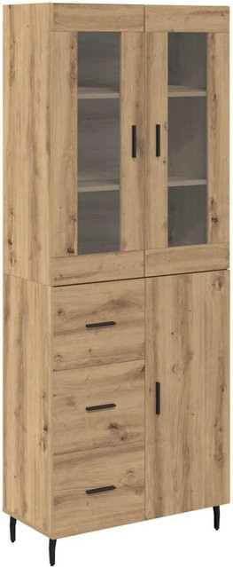 vidaXL Highboard 2-teilig in Artisan-Eiche mit Glastüren und Regalen, B/T/H: 180 x 40 x 85 cm - Bild 1