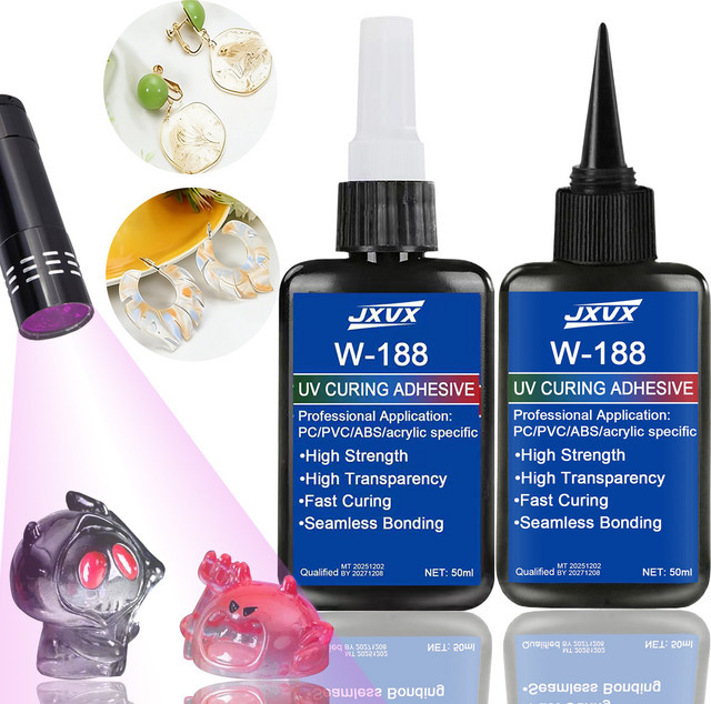 YZAN UV-Kleber Set mit Lampe, transparenter Epoxidharzkleber für Schmuckherstellung, wasserfest und schnell trocknend, 50 g - Bild 1