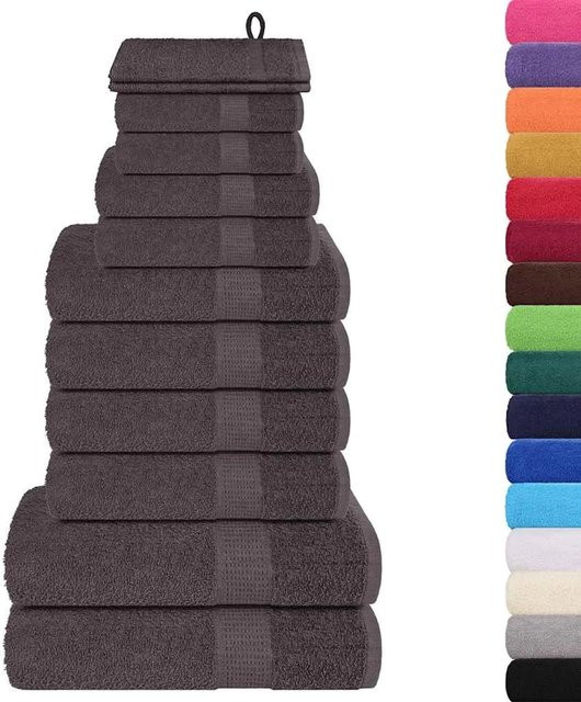 vidaXL 12-teiliges Handtuch-Set aus 100% Baumwolle in Anthrazit mit 360 g/m² - Bild 1