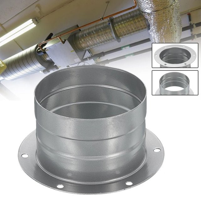 Metall-Abluftkanal-Anschlussflansch aus Aluminium in Silber, hochtemperaturbeständiger runder Rohr-Entlüftungsanschluss und gerader Flansch-Adapter für 75–300 mm - Bild 1