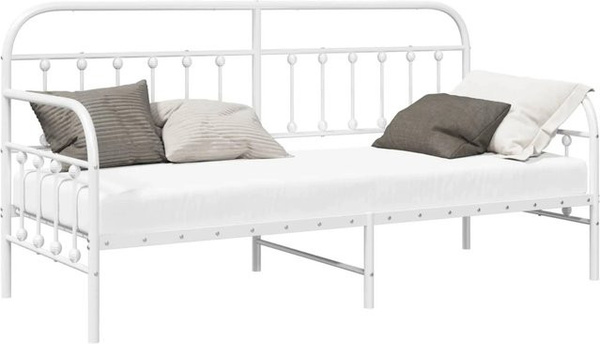 vidaXL Tagesbettrahmen aus pulverbeschichtetem Stahl in Weiß, modern, B/T/H: 80 x 200 cm