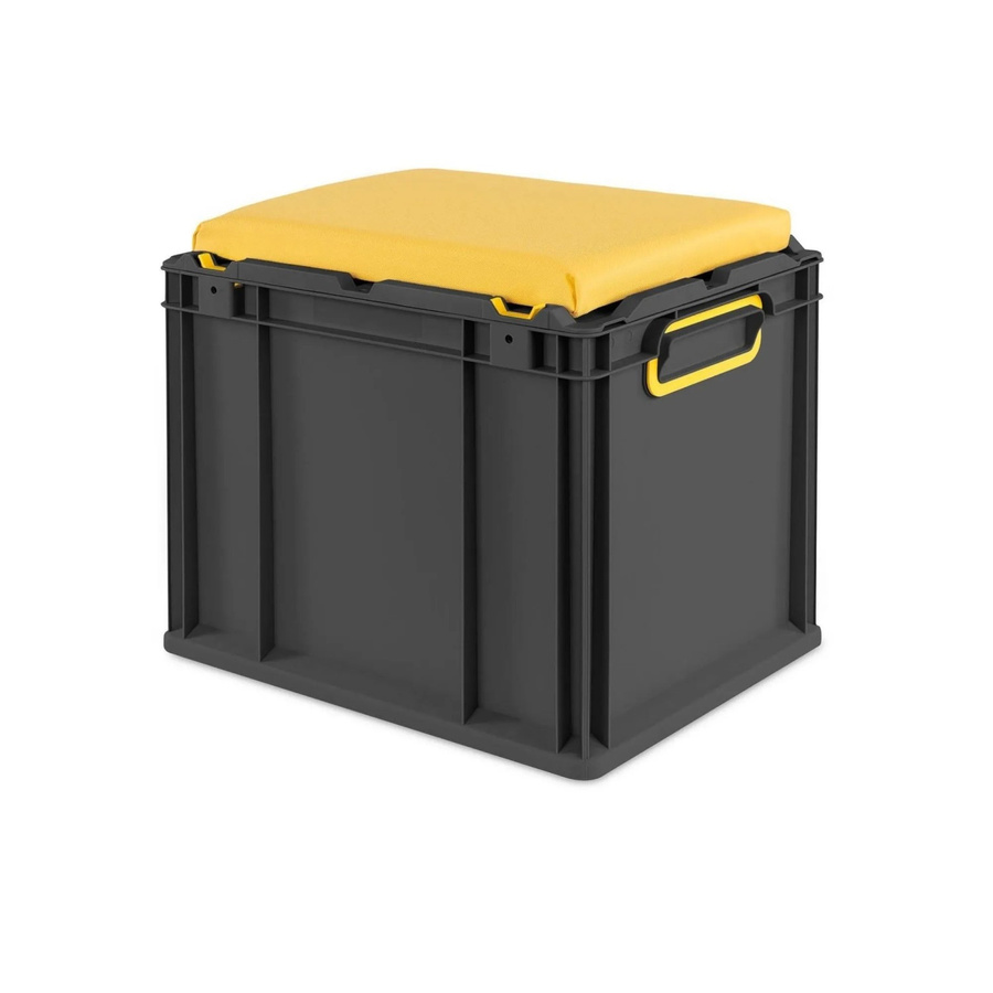 PROREGAL Eurobox Nextgen Seat Box Sitzbox Gelb Schwarz, H x B x T: 36,5 x 30 x 40 cm, 30 Liter - Bild 2