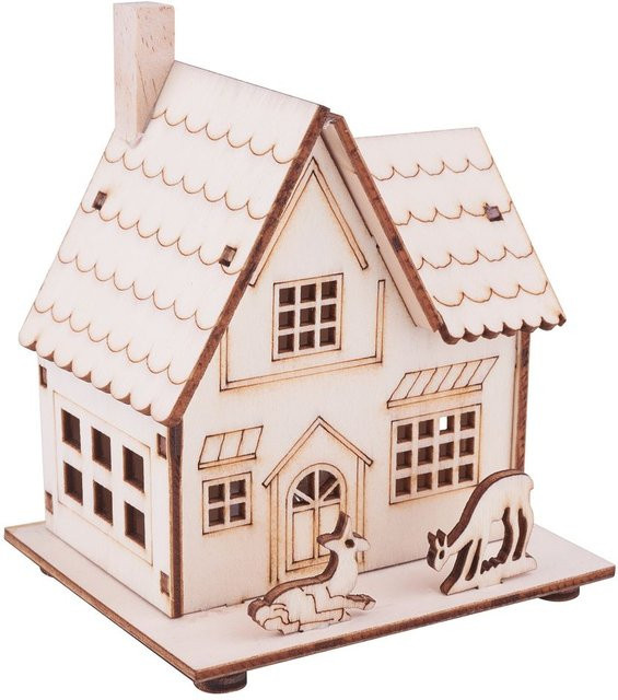 VBS Holzbausatz Haus mit Rehen Weihnachten Sperrholz - Bild 1