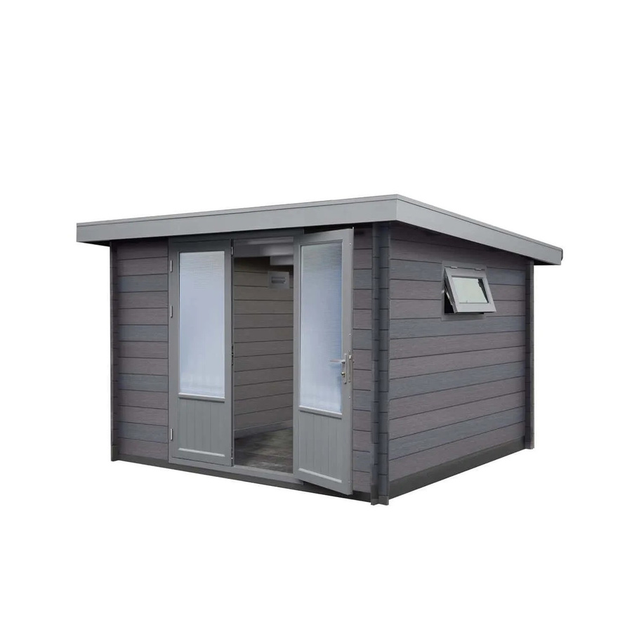 Finnhaus Wolff WPC Gerätehaus Bella 2929 in Grau mit Doppeldoor und Pultdach - Bild 2