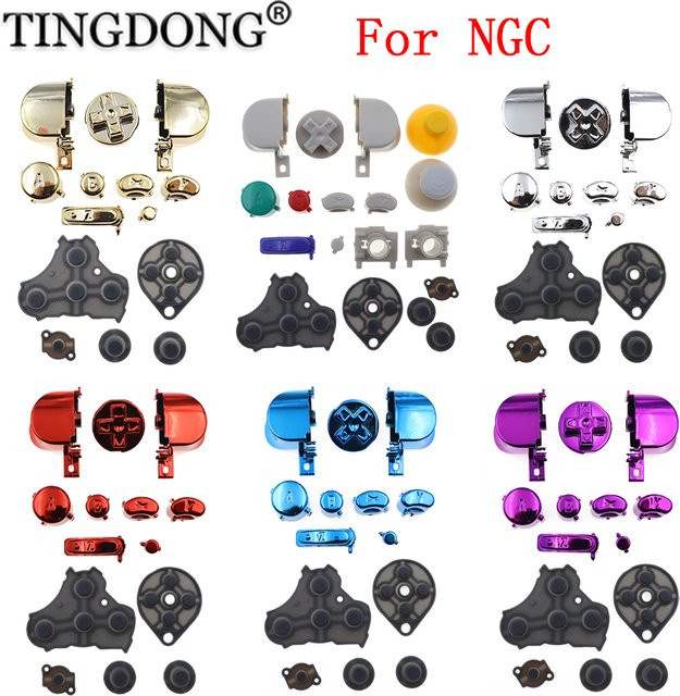 Komplettes Ersatzteil-Set für Nintendo NGC-Controller in Multicolor mit L/R ABXY Z Tasten, Joystick-Abdeckung, Daumengriffen und Gummi-Leitkappen im Retro-Design - Bild 1
